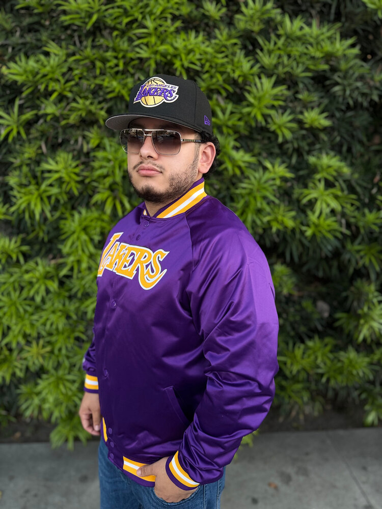 Mitchell and Ness LA Lakers M&N Lightweight Satin Jacket Purple