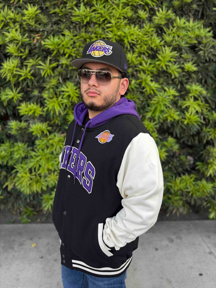 Mitchell and Ness Lakers Men's M&N Courtside Fleece Button Front Hooded Jacket