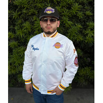 Mitchell and Ness LA Lakers M&N Men's City Collection Lightweight Satin Jacket White
