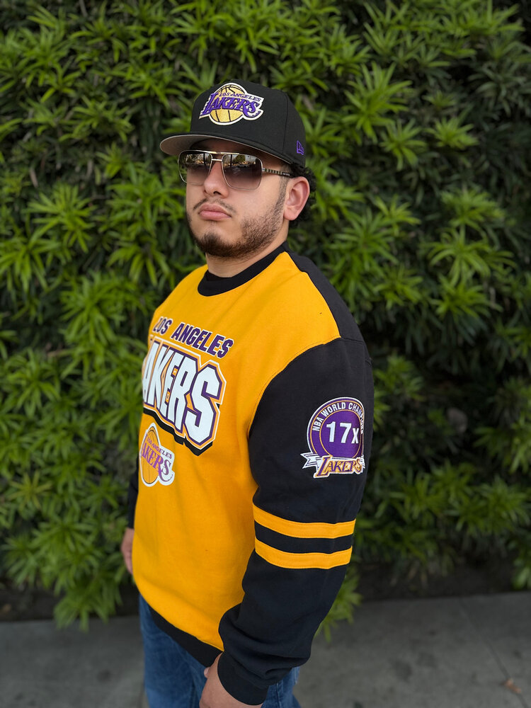 Mitchell and Ness NBA Lakers Men's M&N All Over Crew 2.0