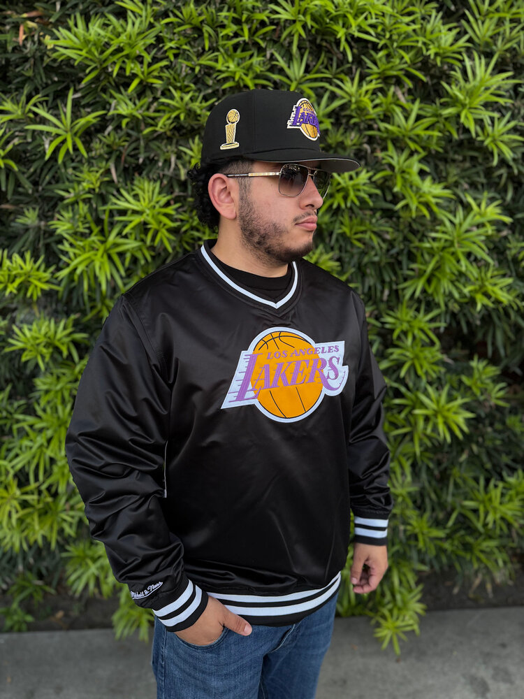 Mitchell and Ness LA Lakers Men's Mitchell & Ness Black Satin Pullover