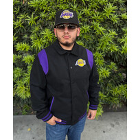 New Era LA Lakers NE Mens Snap Front Jacket Black/Purple