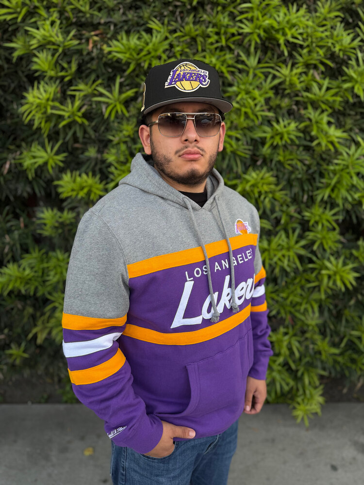 Mitchell and Ness LA Lakers Mitchell & Ness Head Coach Hoodie Purple/Gold