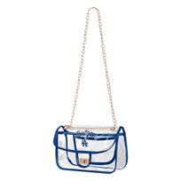 FOCO Fashion Clear Crossbody Bag with Gold Chain - LA Dodgers Blue