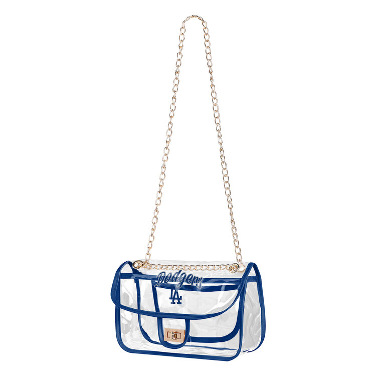 FOCO Fashion Clear Crossbody Bag with Gold Chain - LA Dodgers Blue