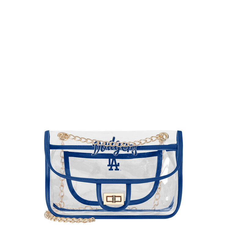 FOCO Fashion Clear Crossbody Bag with Gold Chain - LA Dodgers Blue