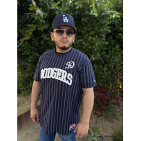 New Era LA Dodgers NE Men's Navy City Connect Pinstripe Throwback Tee