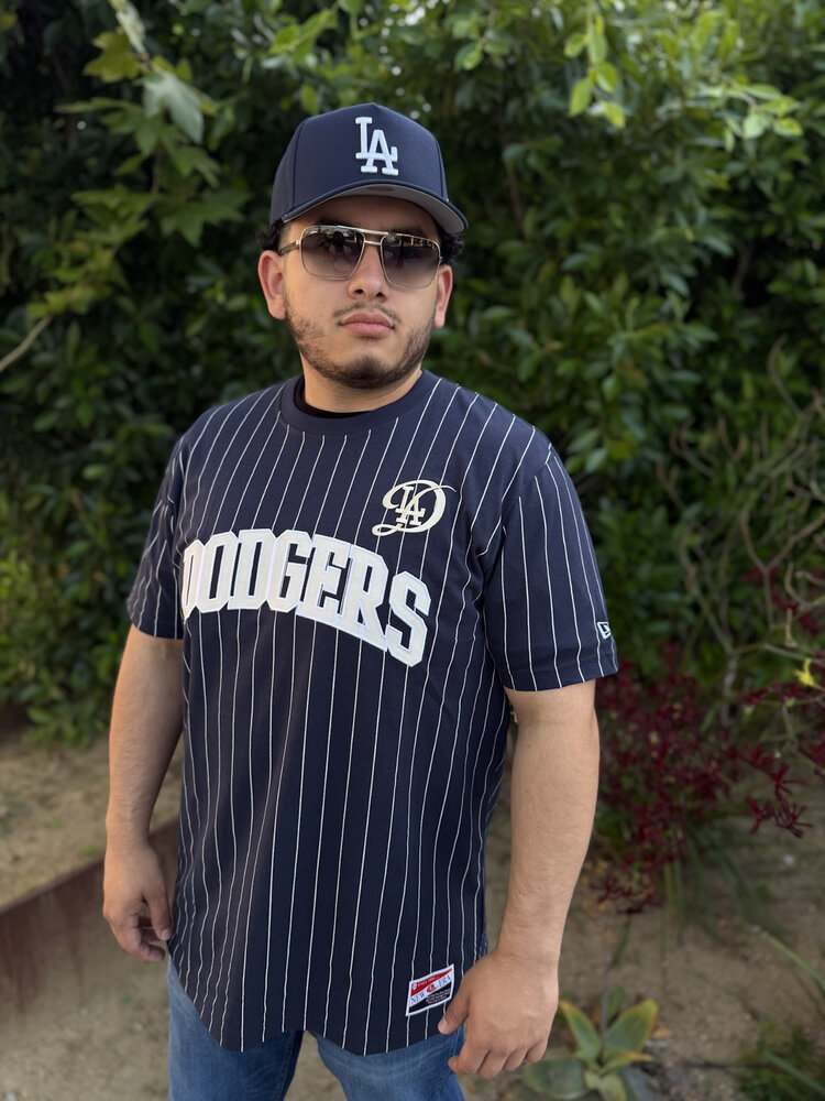 New Era LA Dodgers NE Men's Navy City Connect Pinstripe Throwback Tee