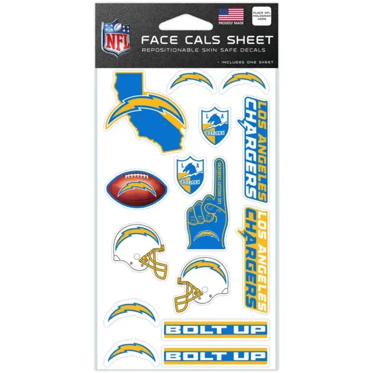 Wincraft Chargers 4"x7" 15 Face Cals Sheet