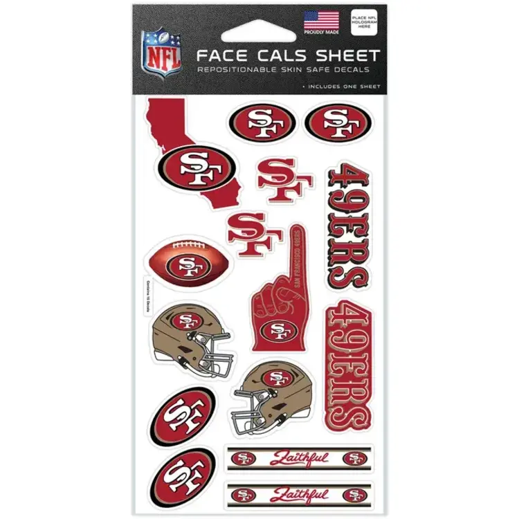 Wincraft 49ers 4"x7" 15 Face Cals Sheet