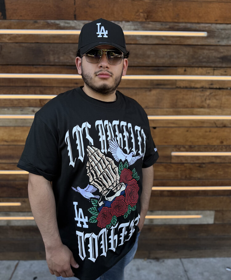 New Era LA Dodgers NE Men's Black Gothic Bloom Tee