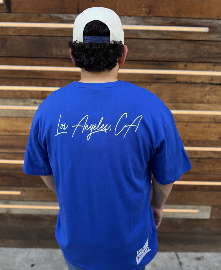Mitchell and Ness LA Dodgers Men's M&N Double Clutch Royal SS Tee