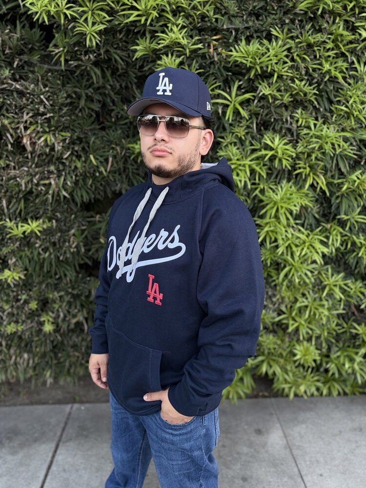 Antigua LA Dodgers Pullover Hoodie Navy w/Red LA
