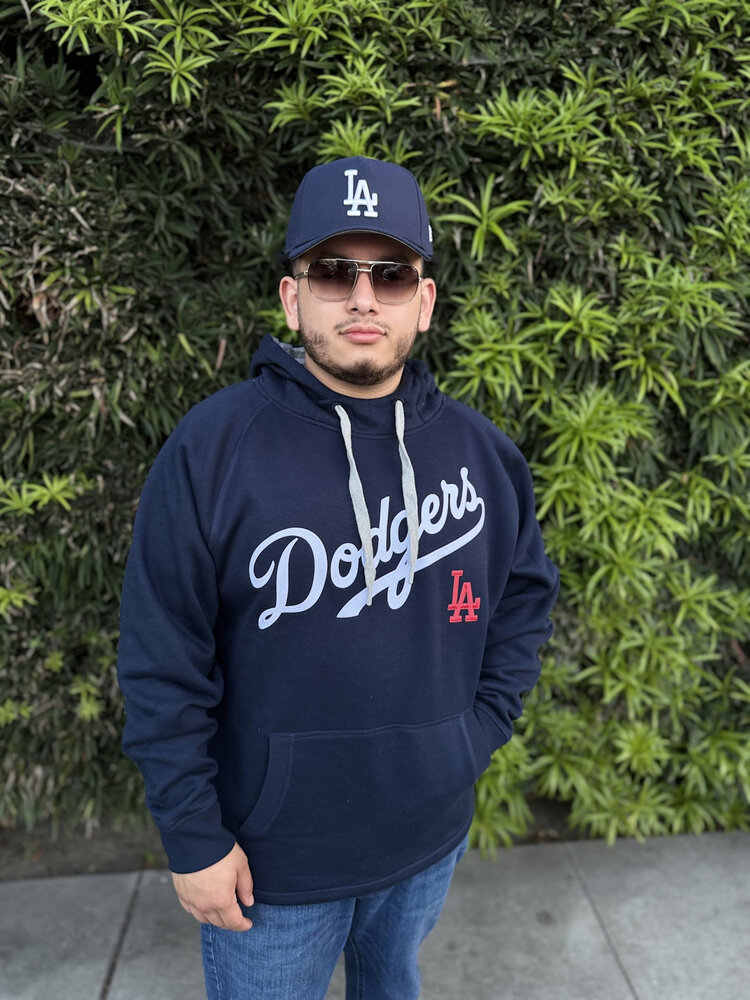 Antigua LA Dodgers Pullover Hoodie Navy w/Red LA