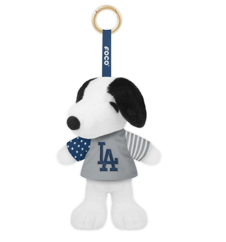 FOCO LA Dodgers x Snoopy USA Flag 6" Plush Jersey Backpack Clip Key Ring