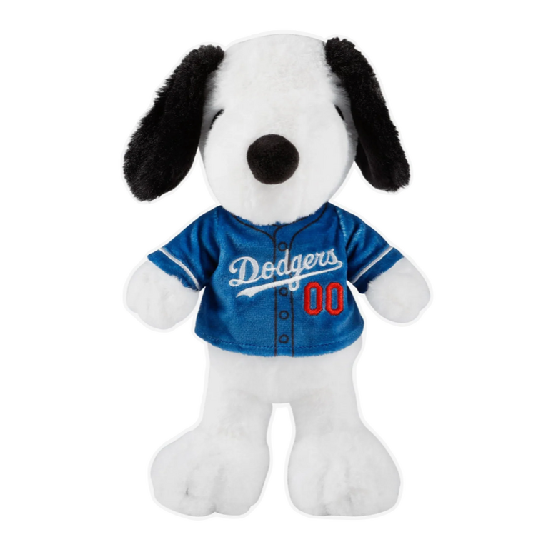 FOCO LA Dodgers x Snoopy 10" Plush Jersey Backpack Clip Key Ring