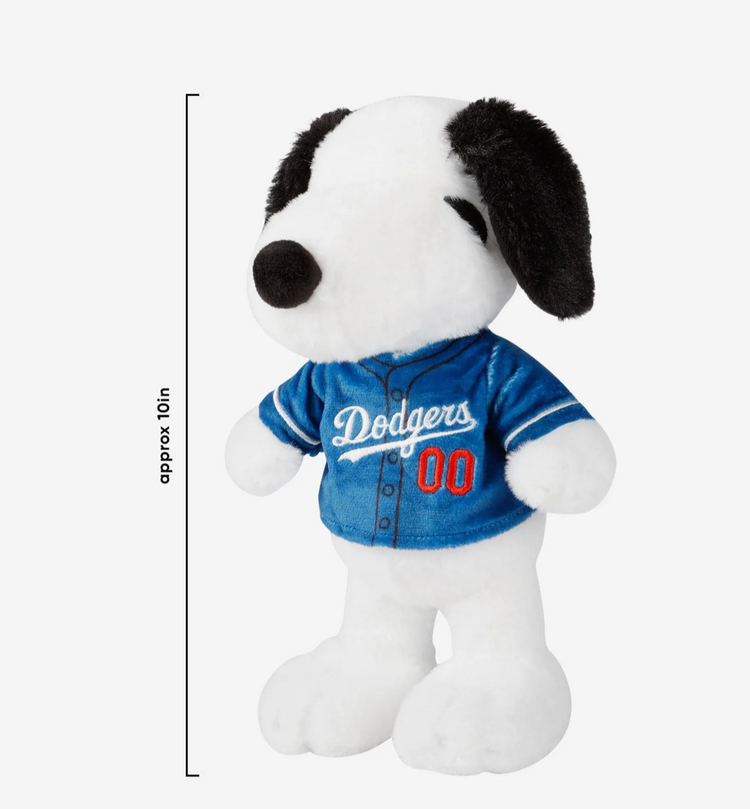 FOCO LA Dodgers x Snoopy 10" Plush Jersey Backpack Clip Key Ring