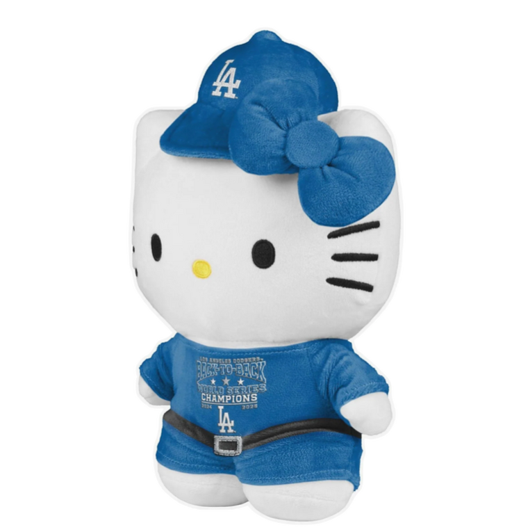 FOCO LA Dodgers x Hello Kitty 2025 Back To Back World Series Champions Team Color Plush Jersey