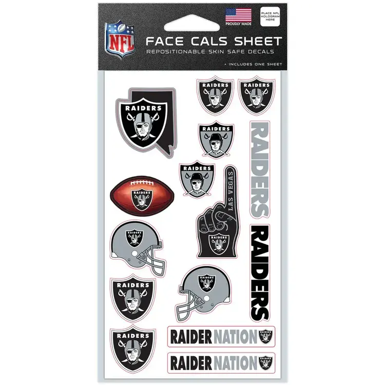 Wincraft Raiders 4"x7" 15 Face Cals Sheet