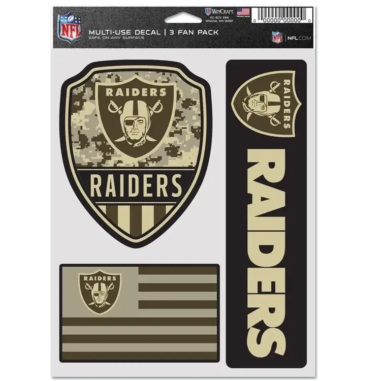 Wincraft 3 Fan Pack Decals NFL Raiders Armed Forces
