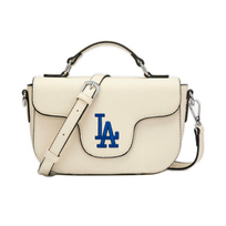 Flap Crossbody Bag with Top Handle - LA Dodgers Off White