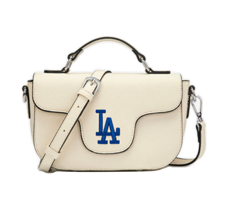 Flap Crossbody Bag with Top Handle - LA Dodgers Off White