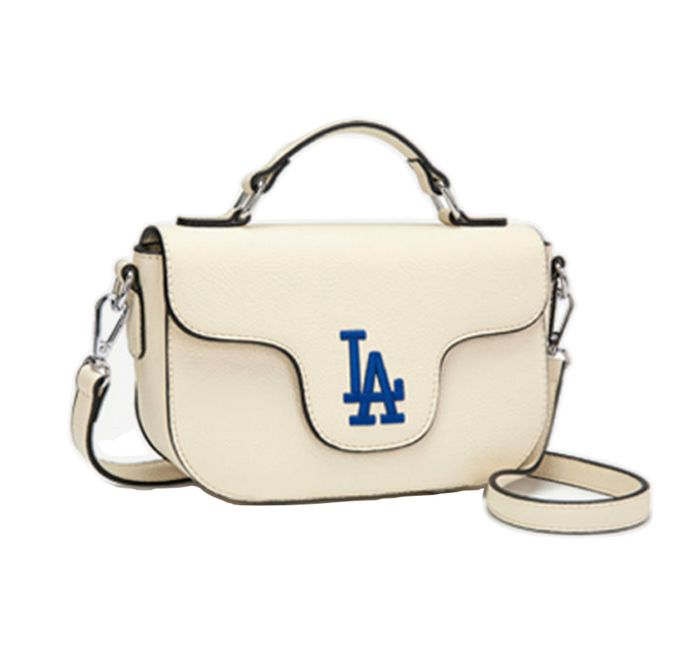Flap Crossbody Bag with Top Handle - LA Dodgers Off White