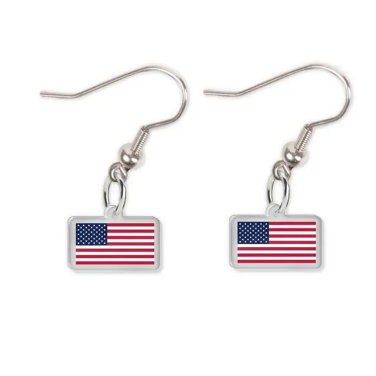 Wincraft USA Flag Acrylic Logo Dangling J Hook Earrings