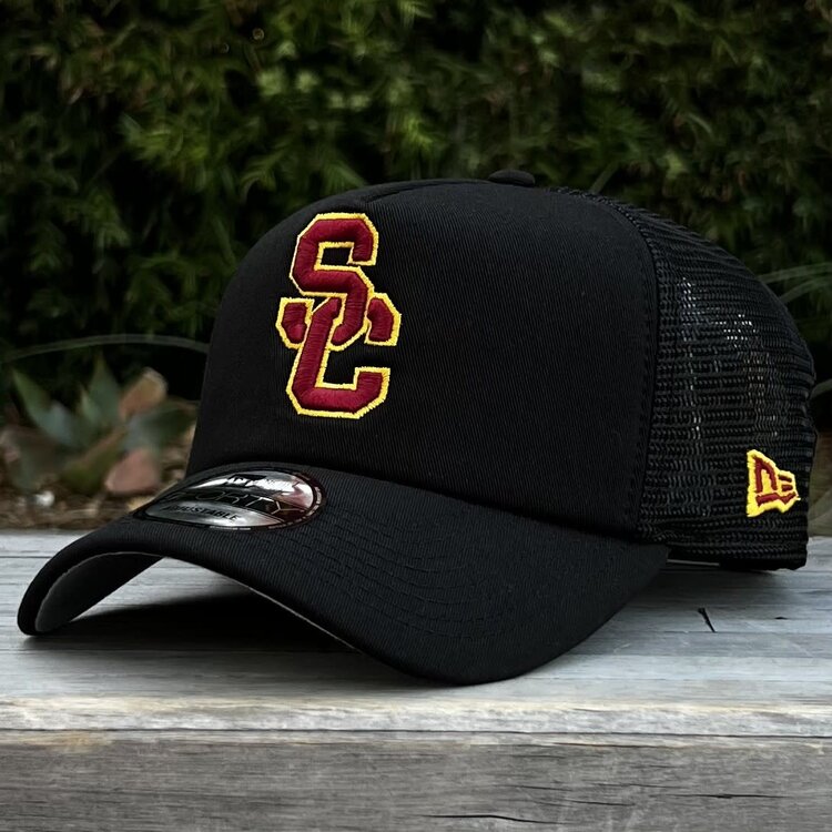New Era USC Trojans Interlock Black Trucker Mesh 940 A-Frame