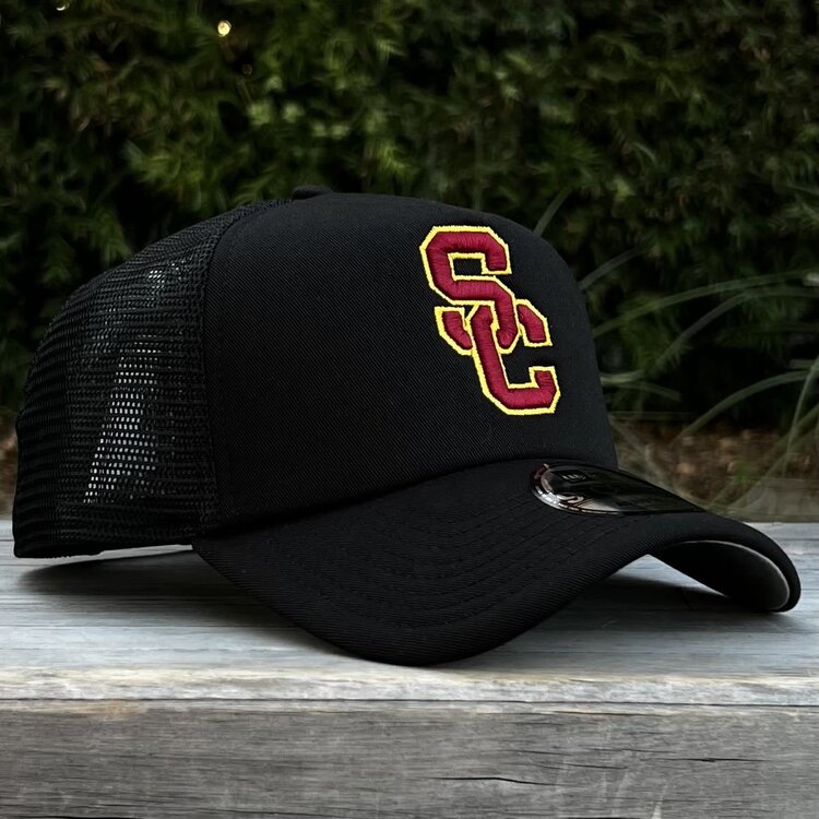 New Era USC Trojans Interlock Black Trucker Mesh 940 A-Frame