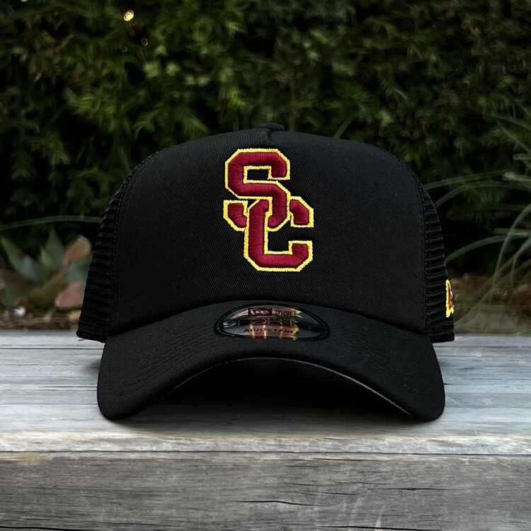 New Era USC Trojans Interlock Black Trucker Mesh 940 A-Frame