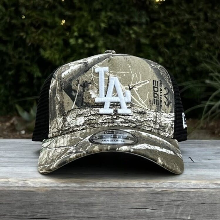 New Era LA Dodgers Real Tree Black Trucker Mesh 940 A-Frame