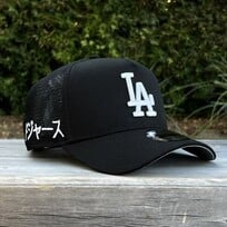 New Era LA Dodgers Kanji Black Trucker Mesh 940 A-Frame
