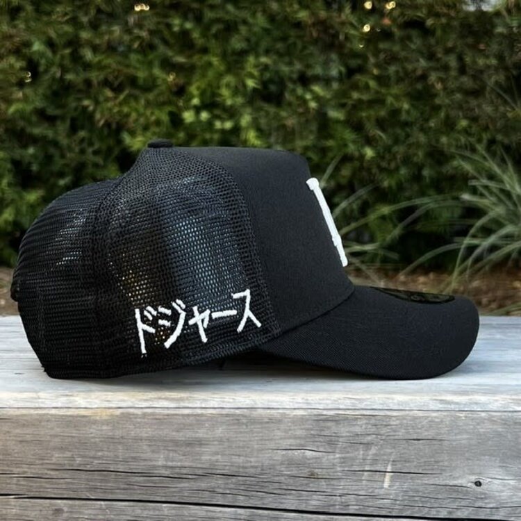 New Era LA Dodgers Kanji Black Trucker Mesh 940 A-Frame