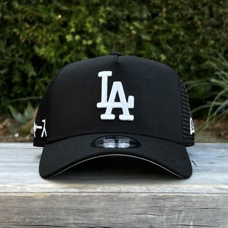 New Era LA Dodgers Kanji Black Trucker Mesh 940 A-Frame