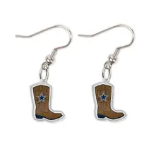 Wincraft Cowboys Acrylic Boots Dangling J Hook Earrings