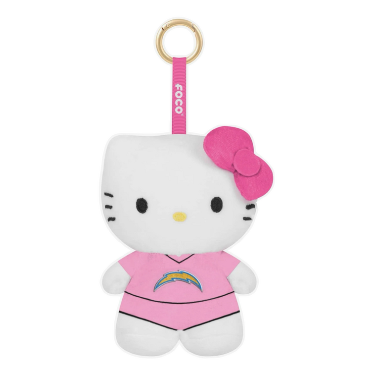 FOCO Chargers x Hello Kitty Pink Jersey 6" Plush Backpack Clip Key Ring