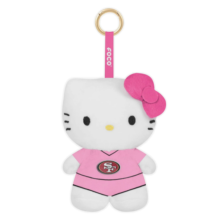 FOCO 49ers x Hello Kitty Pink Jersey 6" Plush Backpack Clip Key Ring