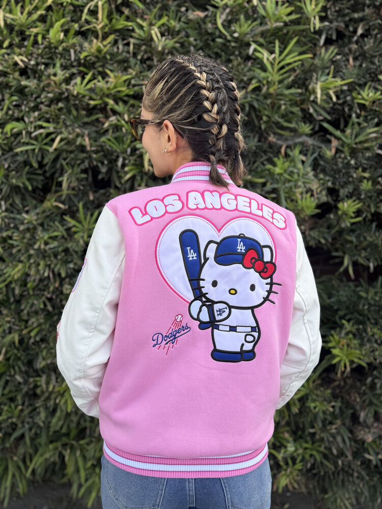 LA x Hello Kitty Collab Women's Pink Reversible Varsity Jacket