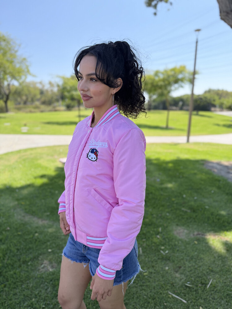 LA x Hello Kitty Collab Women's Pink Reversible Varsity Jacket