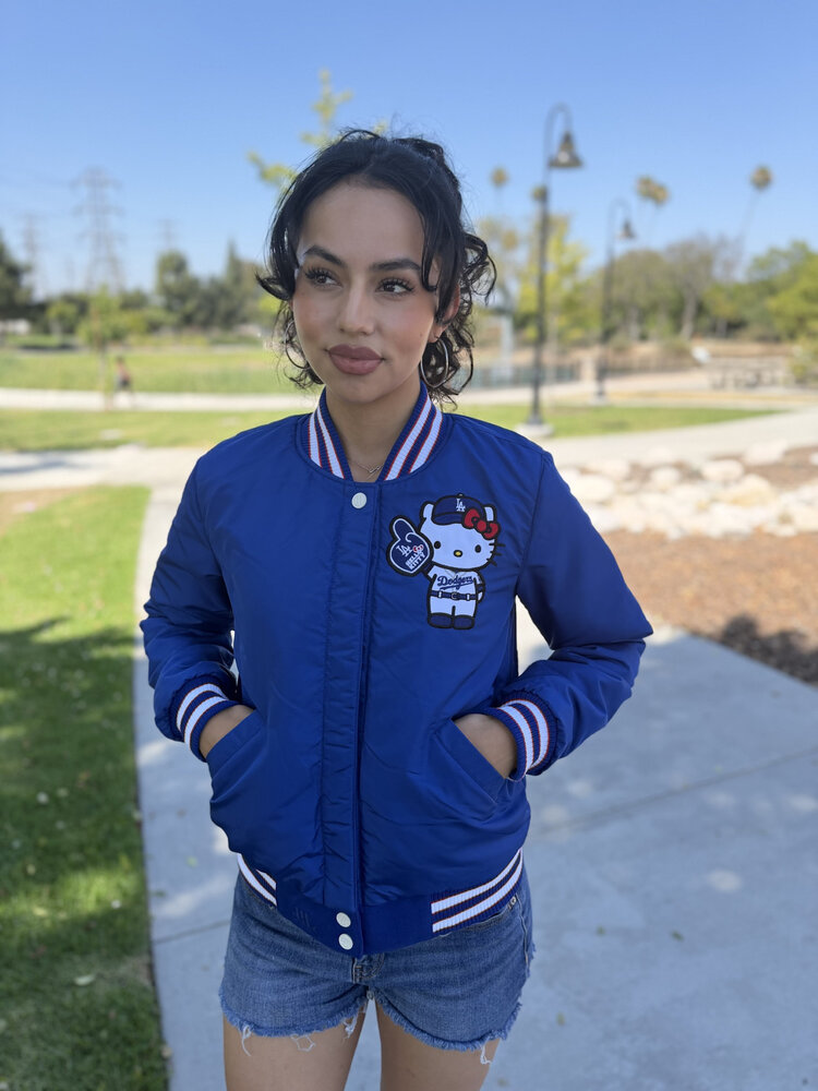LA x Hello Kitty Collab Women's Royal Reversible Varsity Jacket