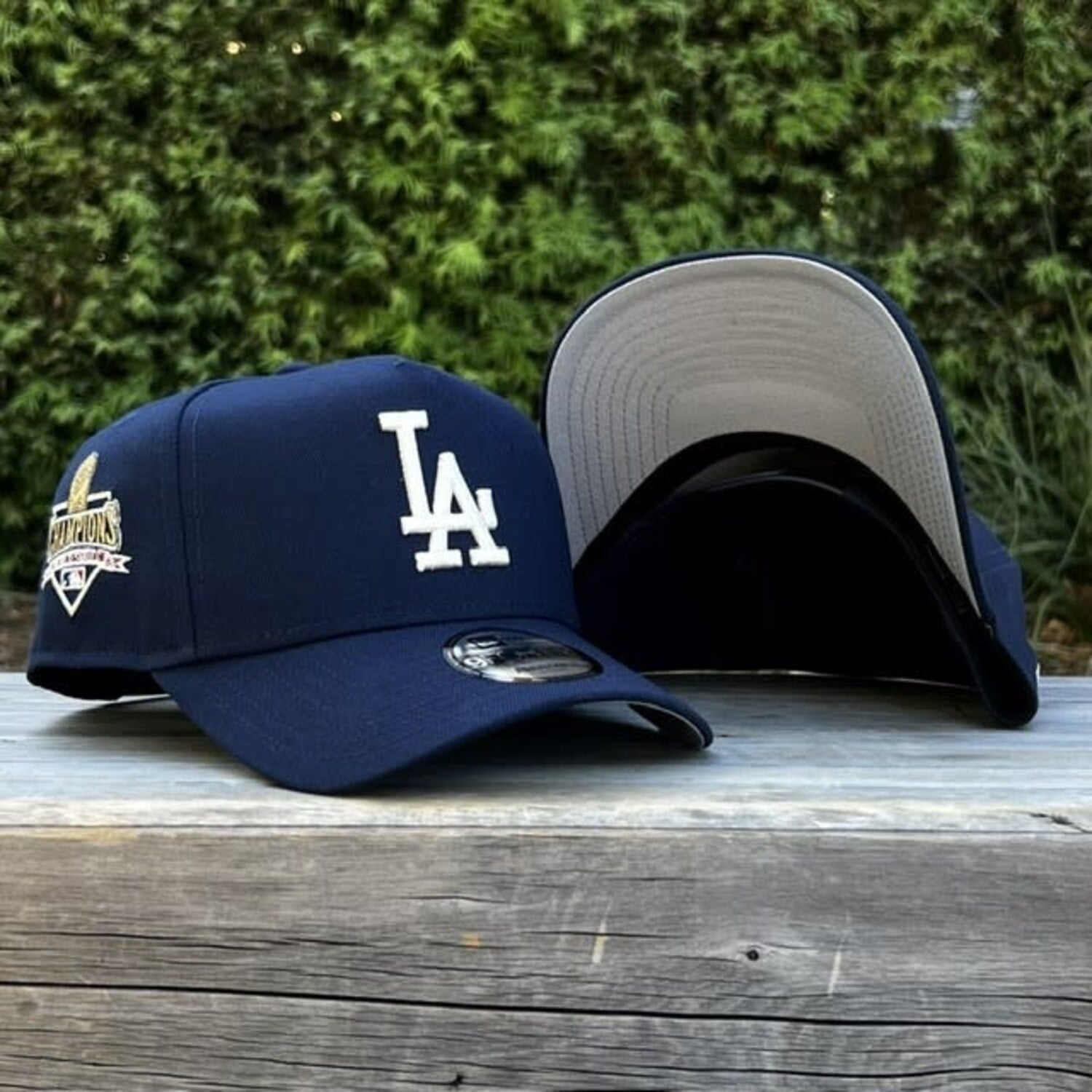 LA Dodgers Navy Ivory WS Champs Trophy 940 A-Frame - The Locker
