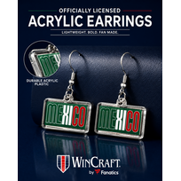 Wincraft Mexico Acrylic Logo Dangling J Hook Earrings