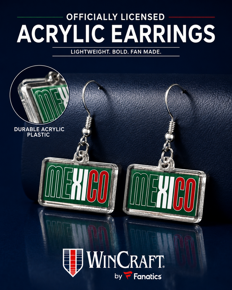 Wincraft Mexico Acrylic Logo Dangling J Hook Earrings