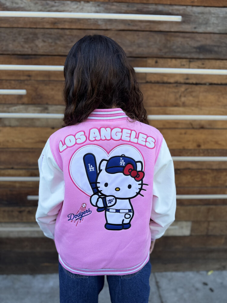 LA x Hello Kitty Collab YOUTH Pink Reversible Varsity Jacket