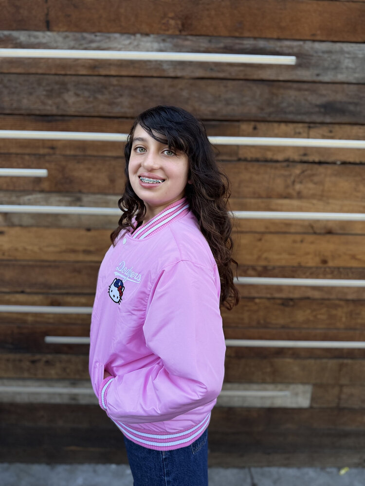 LA x Hello Kitty Collab YOUTH Pink Reversible Varsity Jacket