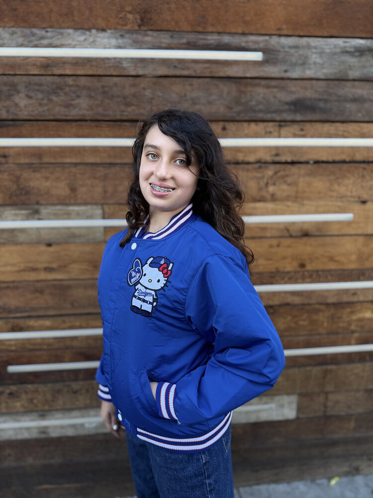 LA x Hello Kitty Collab YOUTH Royal Reversible Varsity Jacket