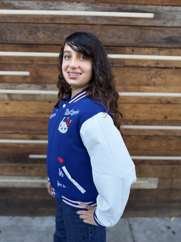 LA x Hello Kitty Collab YOUTH Royal Reversible Varsity Jacket
