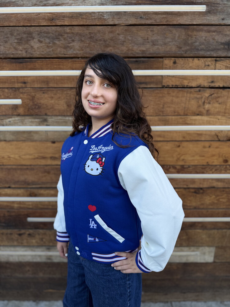 LA x Hello Kitty Collab YOUTH Royal Reversible Varsity Jacket