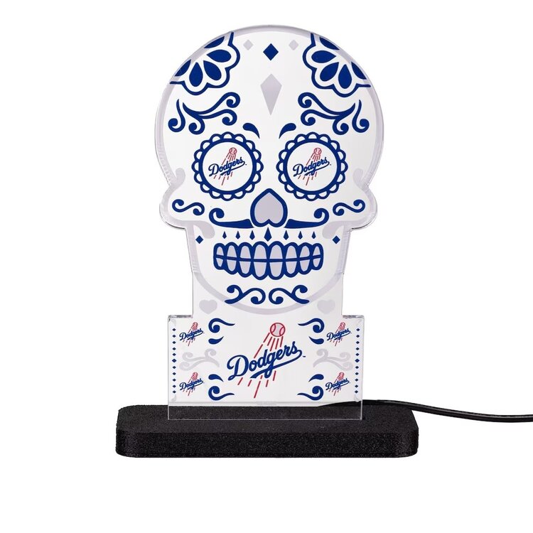 Evergreen LA Dodgers 10" LED Tabletop Sugar Skull Halloween Desklite Sign